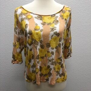 Forever 21 Medium Yellow Floral Blouse Top Light